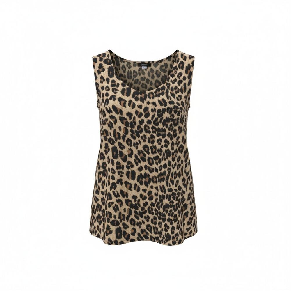 Vintage STUNT 100% Silk Leopard Print Sleeveless Top Size 2X